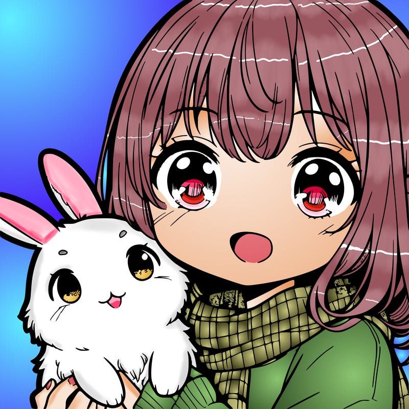 manga girl with her bunny