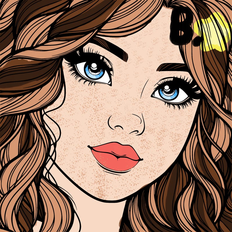 beautiful realistic girl close up to the camera with wavy hair,