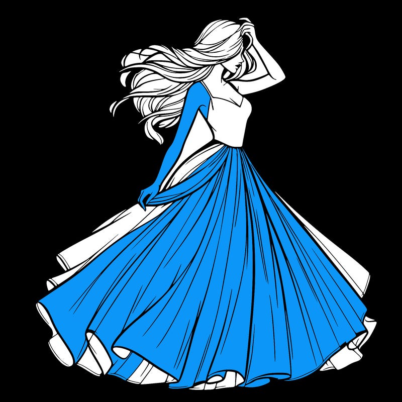 realistic woman with dress flowing in the wind