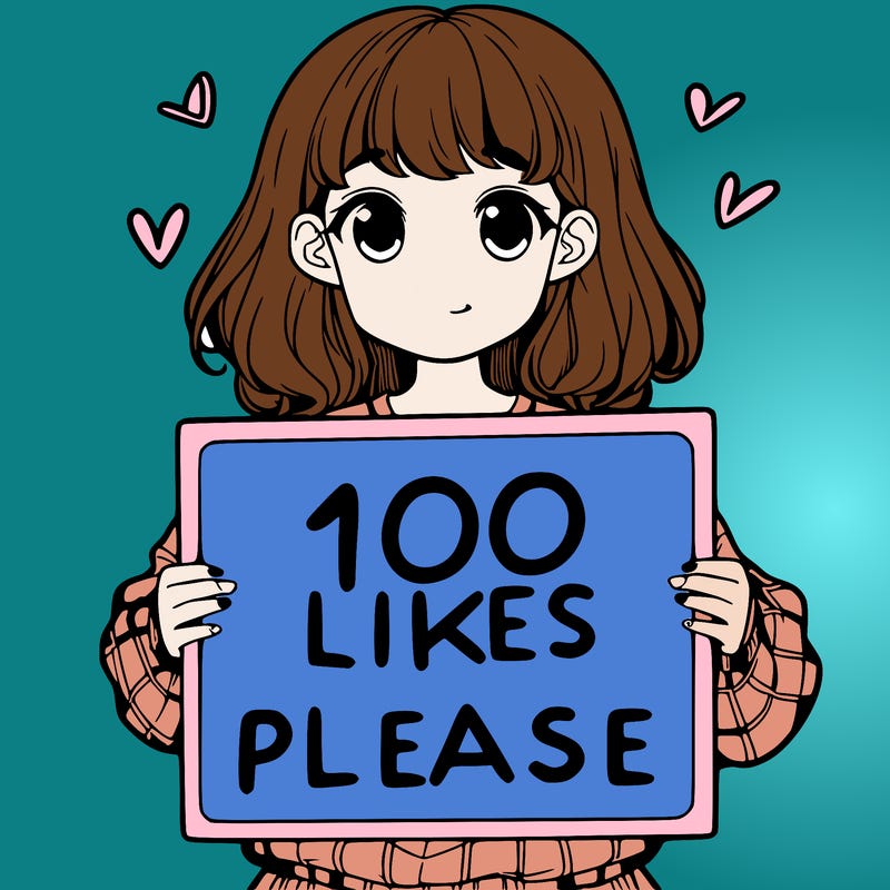 a girl holding a sign saying 100 likes please