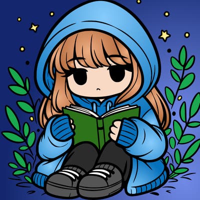 girl in oversized hoodie reading a book