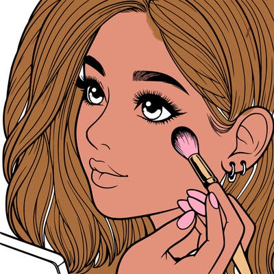 a realistic girl doing her makeup