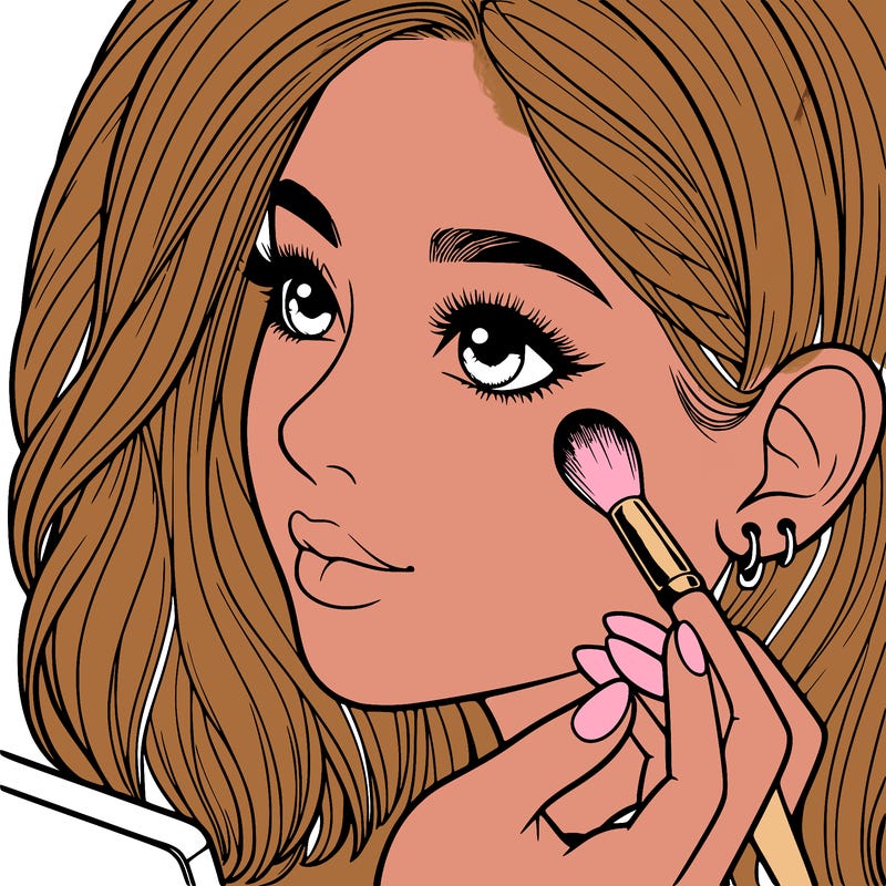 a realistic girl doing her makeup