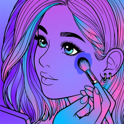 a realistic girl doing her makeup