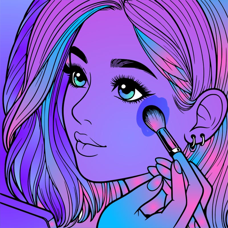 a realistic girl doing her makeup