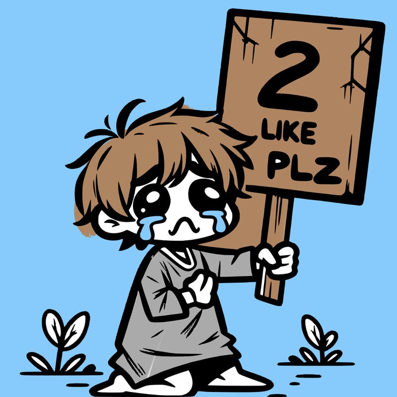 small poor toddler crying with sign that says 2 like plz