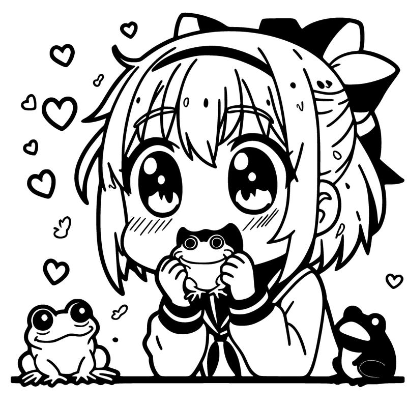 anime girl obsessed with frogs