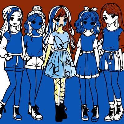 a group of five girls