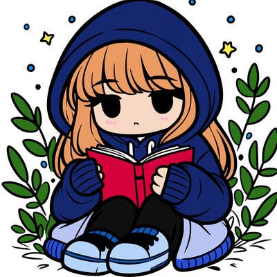 girl in oversized hoodie reading a book
