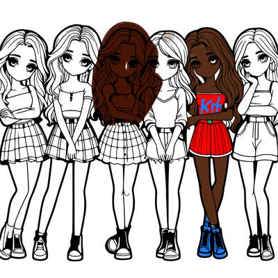 a group of girls realistic