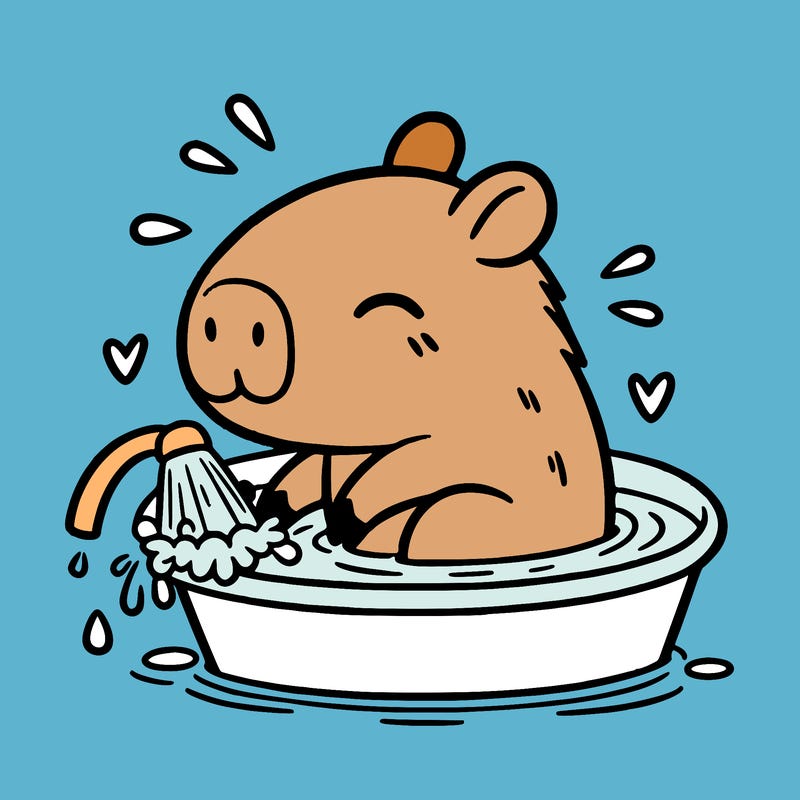 capybara taking a bath