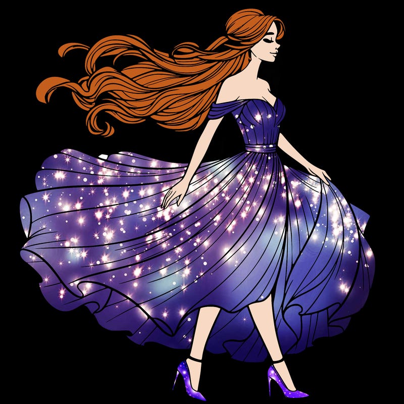 realistic woman in a dress flowing in the wind