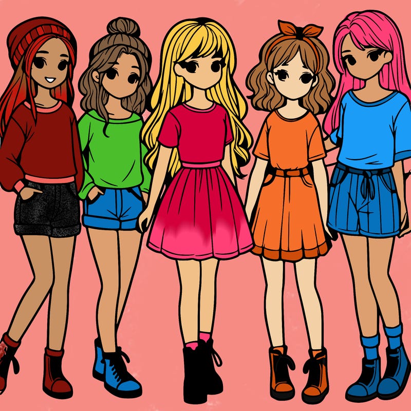 a group of five girls