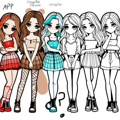 a group of girls realistic