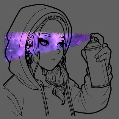 a realistic girl, spray painting