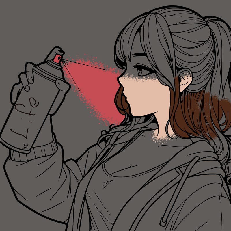 a realistic girl spray, painting