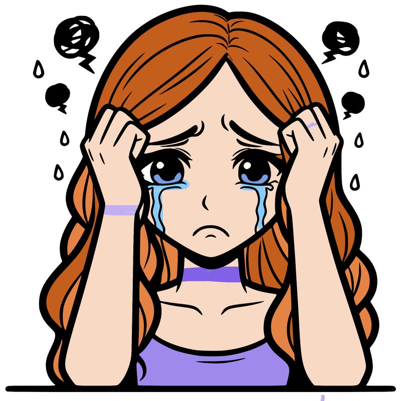 a heartbroken and very stressed woman