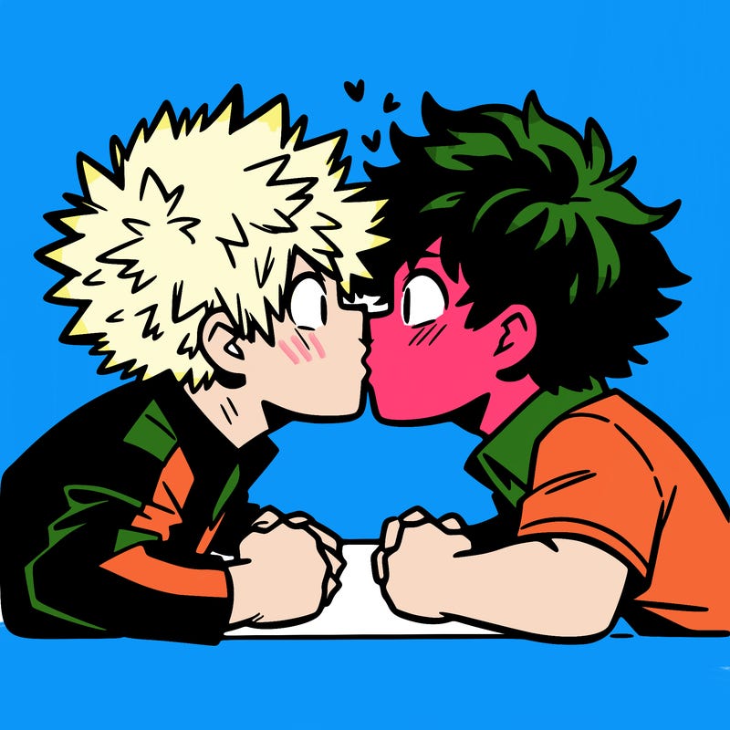 bakugou and deku smooching