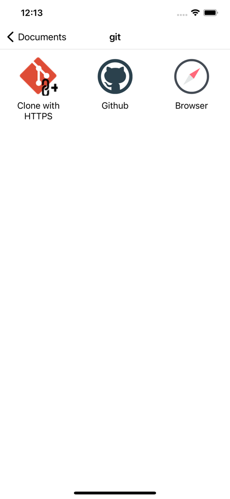Code-Viewer - Code-Viewer app screen displaying Git import options including GitHub and HTTPS cloning