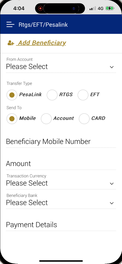 VCB - VCBアプリの振込画面と受取人追加画面