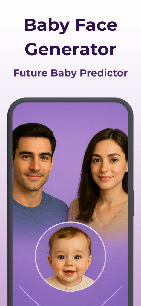 Future Baby AI Generator - Future Baby AI Generator app interface showing a couple and their predicted baby face