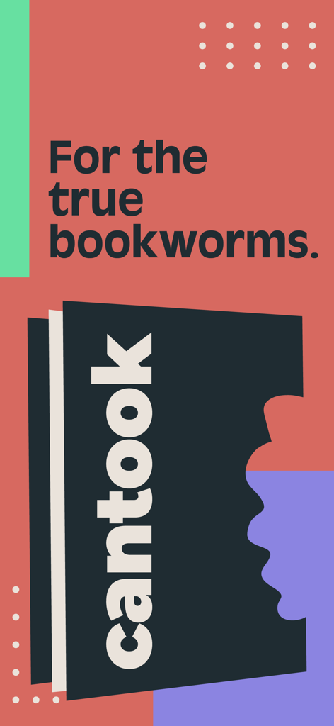 Promotional graphic for the Cantook reading app with the slogan For the true bookworms