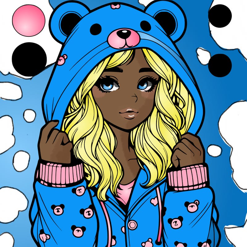 realistic girl in a animal pjs hoodie