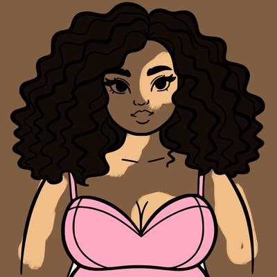 pretty plus sized woman with curly hair
