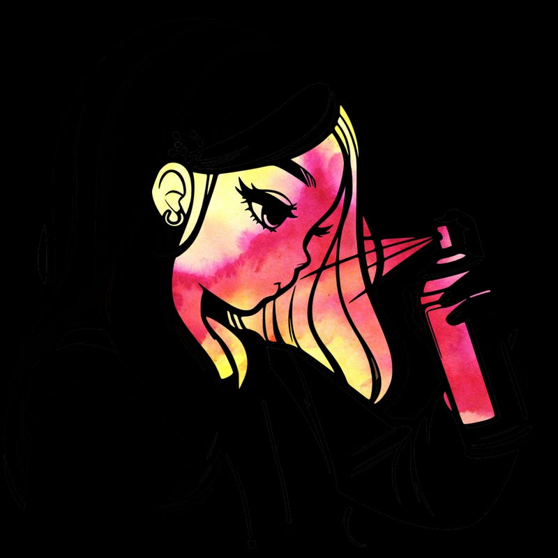 a realistic girl spray painting