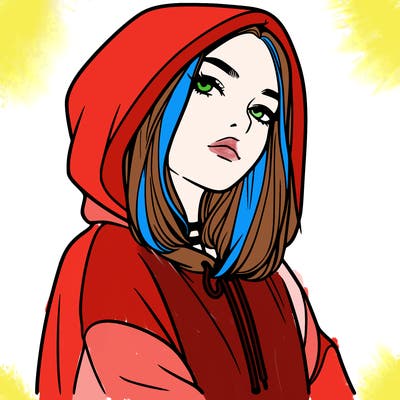 a realistic girl in a hoodie