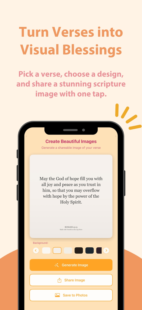 Verseful: Daily Bible & Prayer - Interface of Verseful app for creating and sharing aesthetic Bible verse images