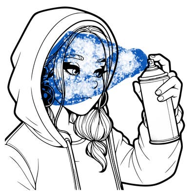 a realistic girl, spray painting