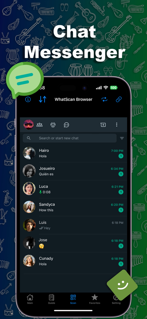 Duo Messenger Web Clone Plus - Interfaz de la aplicación Duo Messenger Web Clone Plus que muestra una lista de conversaciones de chat activas