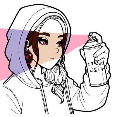 a realistic girl, spray painting