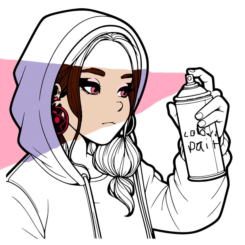 a realistic girl, spray painting