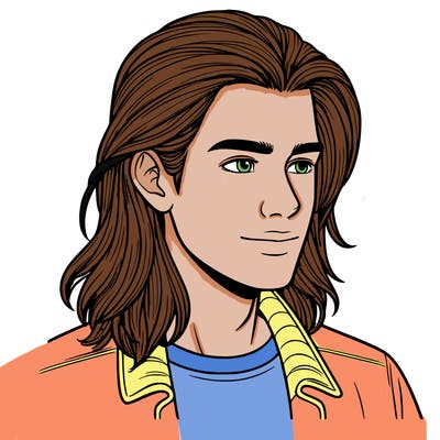 realistic guy with long hair