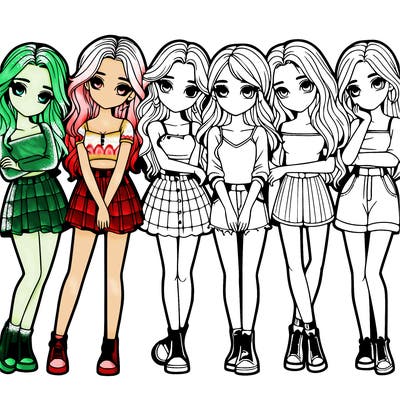 a group of girls realistic