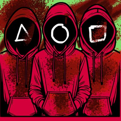 3 faceless people in  hoodies