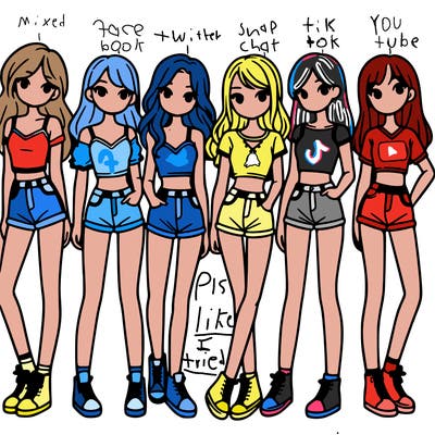 a group of girls wearing crop tops and shorts