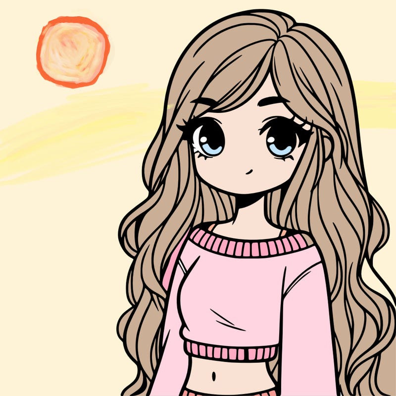 girl with long hair and a crop top with a sweater