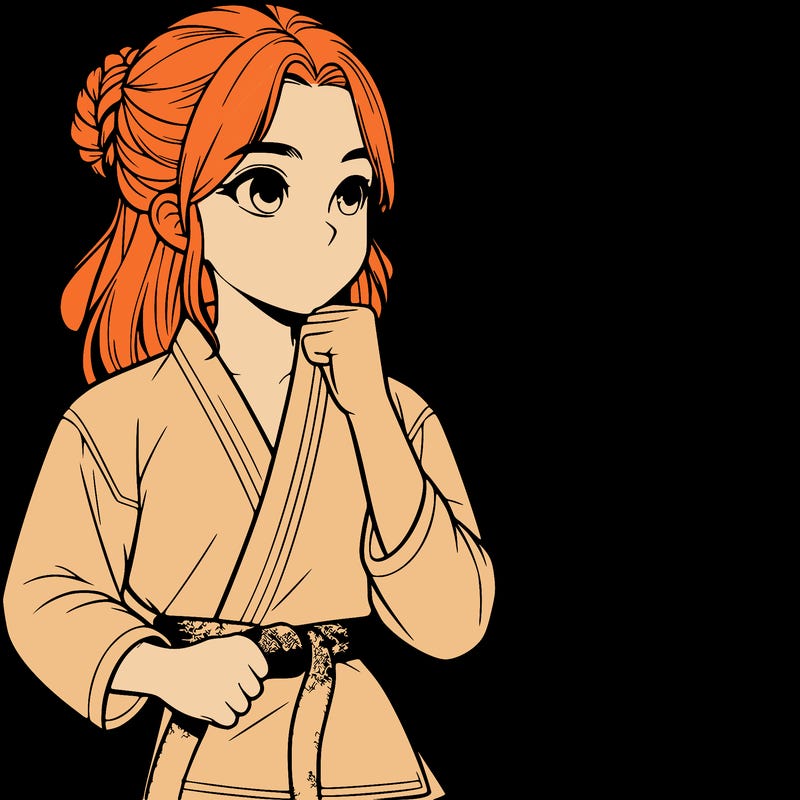 a realistic girl at karate class
