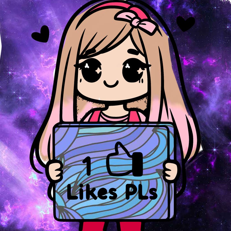 girl holding a sign saying 10 likes pls