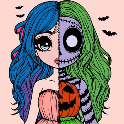 realistic girl halloween split