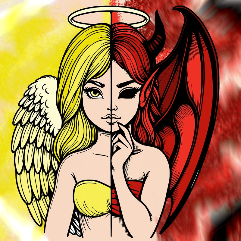 realistic angel half demon