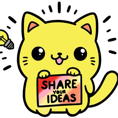 a cute cat saying share your ideas