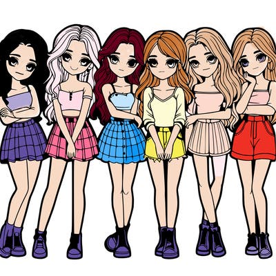 a group of girls realistic