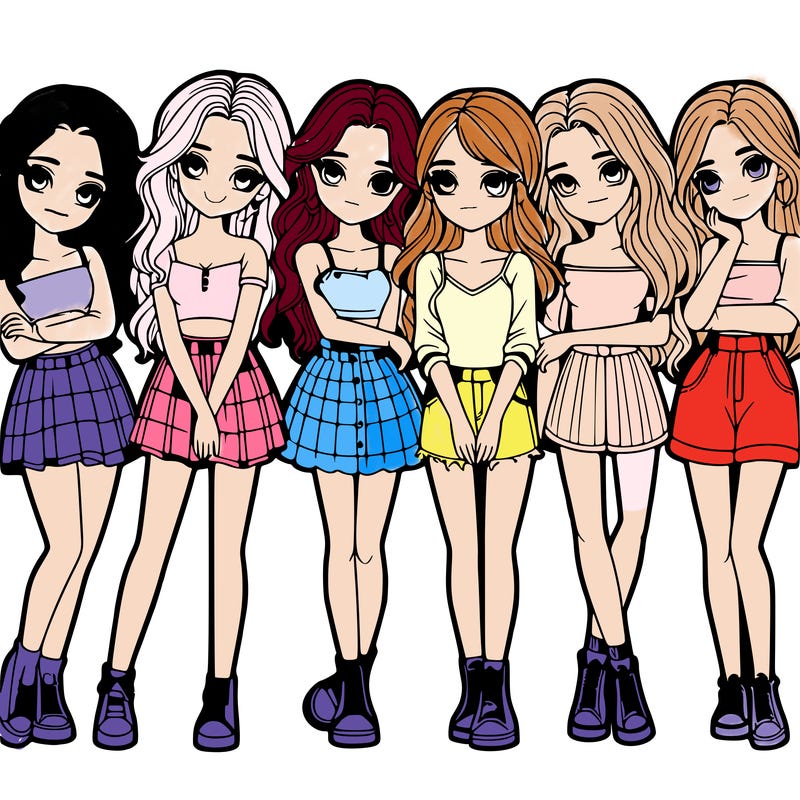 a group of girls realistic