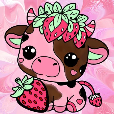 cute strawberry cow