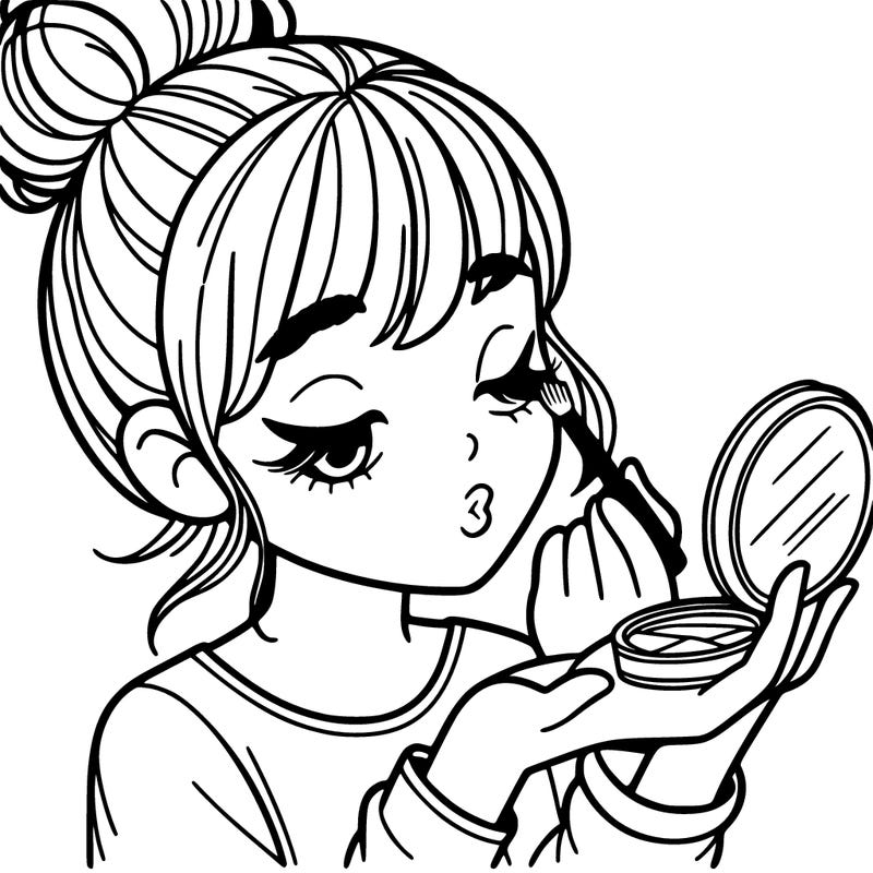 a girl putting makeup