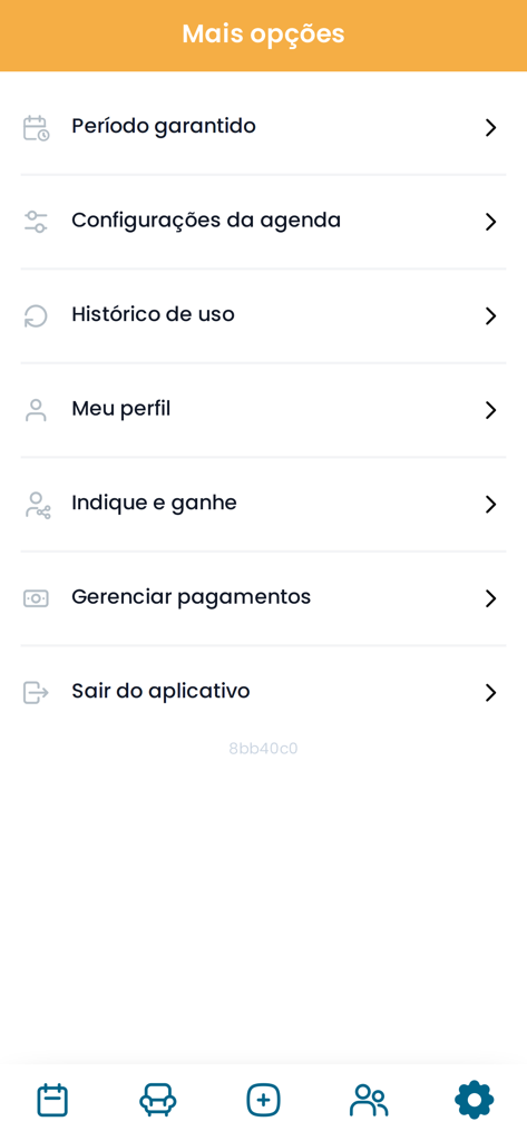 Livance - Tela de configurações do aplicativo Livance mostrando mais opções para profissionais médicos, incluindo perfil e pagamentos